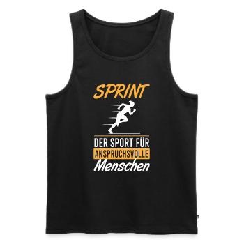 Elite Sprint – Sport with high standards - Men's Premium Organic Tank Top - black - Front - AI Model Male 178 light (178cm)