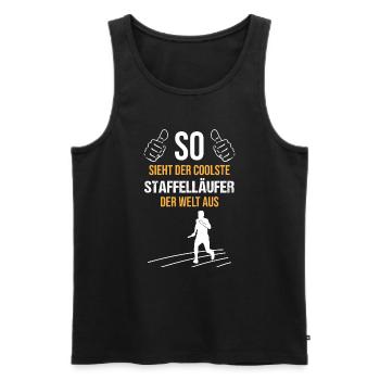 Coolest relay runner in the world - Men's Premium Organic Tank Top - black - Front - AI Model Male 178 light (178cm)