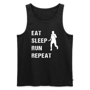Eat Sleep Run Repeat Läufermotto - Männer Premium Bio Tank Top - Schwarz - Vorne - AI Model Male 178 light (178cm)