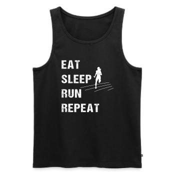 Mantra du coureur - Mangez, dormez, courez, répétez - Débardeur bio Premium Homme - noir - Devant - Michal (187cm)