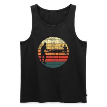 Tennis de table coucher de soleil Match cadeau - Débardeur bio Premium Homme - noir - Devant - AI Model Male 178 light (178cm)