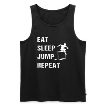 Manger, dormir, sauter, répéter, sport, passion - Débardeur bio Premium Homme - noir - Devant - AI Model Male 178 light (178cm)