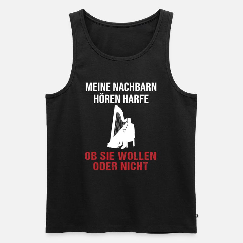 Harfenklang Nachbarn Lauschen Muss - Männer Premium Bio Tank Top - Schwarz