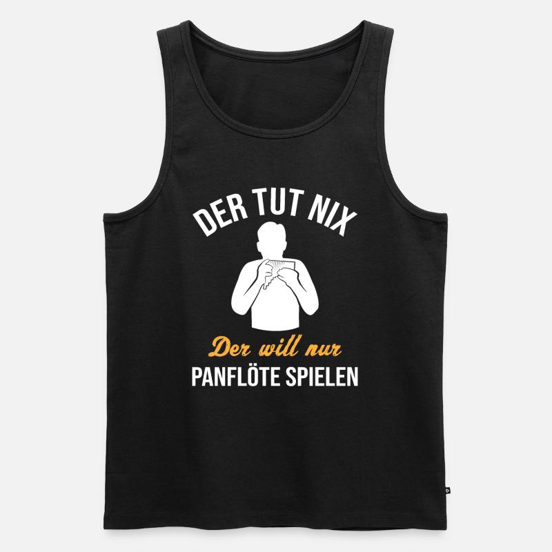 Harmloser Panflöten-Virtuose Fun - Männer Premium Bio Tank Top - Schwarz