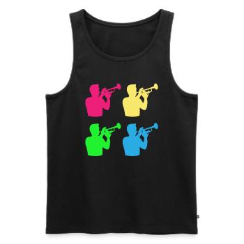 Trompetenklang in Farbe – Musikalischer Regenbogen - Männer Premium Bio Tank Top - Schwarz - Vorne - AI Model Male 178 light (178cm)