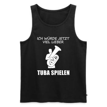 Préfère jouer du tuba, envie de musique - Débardeur bio Premium Homme - noir - Devant - AI Model Male 178 light (178cm)