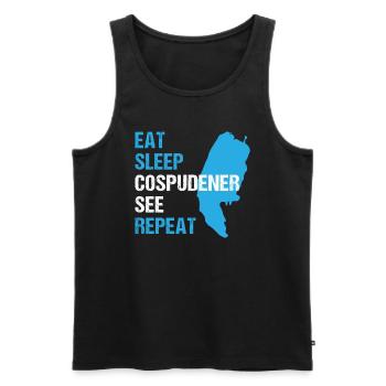Manger Dormir Cospudener Voir Se détendre - Débardeur bio Premium Homme - noir - Devant - Michal (187cm)