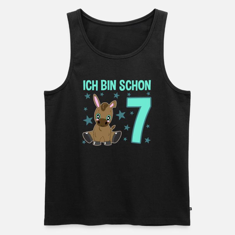 Siebenjährige Partyeselchen Glücksbringer - Männer Premium Bio Tank Top - Schwarz