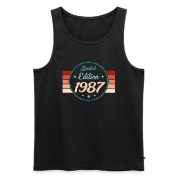 1987 Cult Retro – Vintage Champion Gift - Men's Premium Organic Tank Top - black - Front - AI Model Male 178 light (178cm)