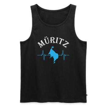 Le lac de Müritz au cœur - Expérience de la nature palpitante - Débardeur bio Premium Homme - noir - Devant - AI Model Male 178 light (178cm)