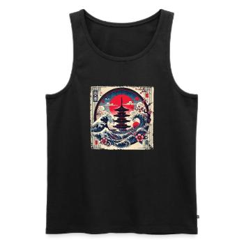 Traditionelle Japanische Pagode, - Männer Premium Bio Tank Top - Schwarz - Vorne - AI Model Male 178 light (178cm)