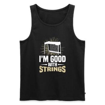 Ich Bin Gut Mit Saiten - Männer Premium Bio Tank Top - Schwarz - Vorne - AI Model Male 178 light (178cm)