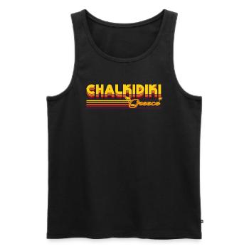 Chalcidique : Design rétro estival - Débardeur bio Premium Homme - noir - Devant - AI Model Male 178 light (178cm)