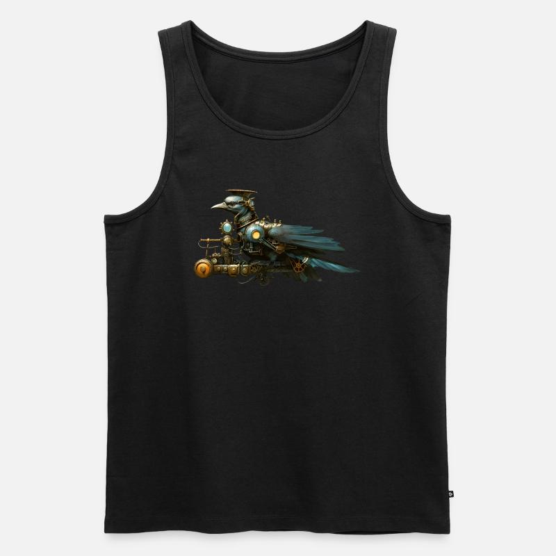 Steampunk Vogel - Männer Premium Bio Tank Top - Schwarz