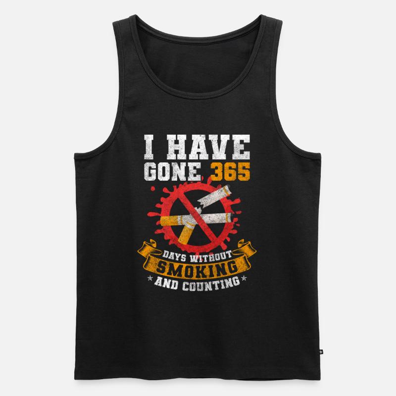 Nichtraucher Kippe Glimmstengel - Männer Premium Bio Tank Top - Schwarz