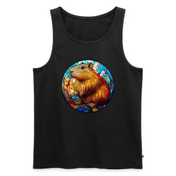 Capybara Mosaik aus Buntglas - Männer Premium Bio Tank Top - Schwarz - Vorne - AI Model Male 178 light (178cm)