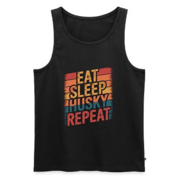 Eat. Sleep. Husky. Repeat. - Männer Premium Bio Tank Top - Schwarz - Vorne - Michal (187cm)