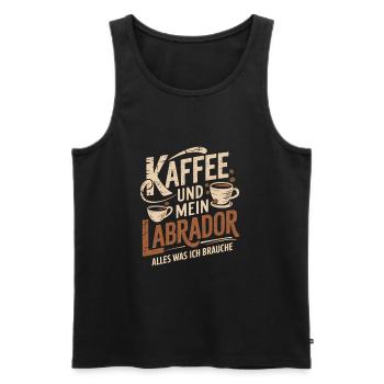Kaffee und mein Labrador - Männer Premium Bio Tank Top - Schwarz - Vorne - Michal (187cm)