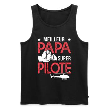 Cadeau papa meilleur papa pilote de hélicoptère - Débardeur bio Premium Homme - noir - Devant - AI Model Male 178 light (178cm)