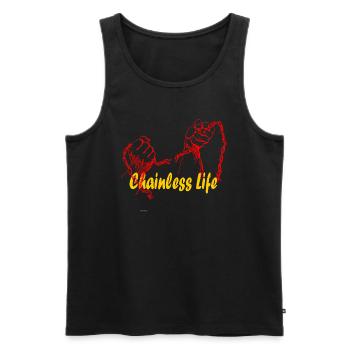 Hände mit Kette Schrift Gelb - Männer Premium Bio Tank Top - Schwarz - Vorne - AI Model Male 178 light (178cm)