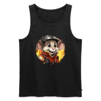 Firefighter Mouse - Men's Premium Organic Tank Top - black - Front - Michal (187cm)