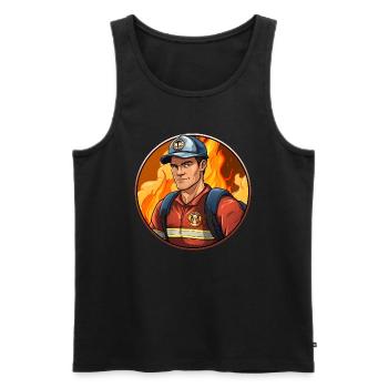 Feuerwehrmann - Männer Premium Bio Tank Top - Schwarz - Vorne - Michal (187cm)