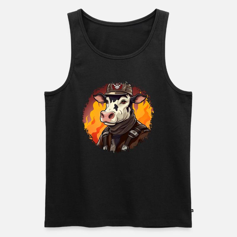 Feuerwehrmann Kuh - Männer Premium Bio Tank Top - Schwarz