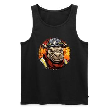 Nilpferde Feuerwehr - Männer Premium Bio Tank Top - Schwarz - Vorne - Michal (187cm)