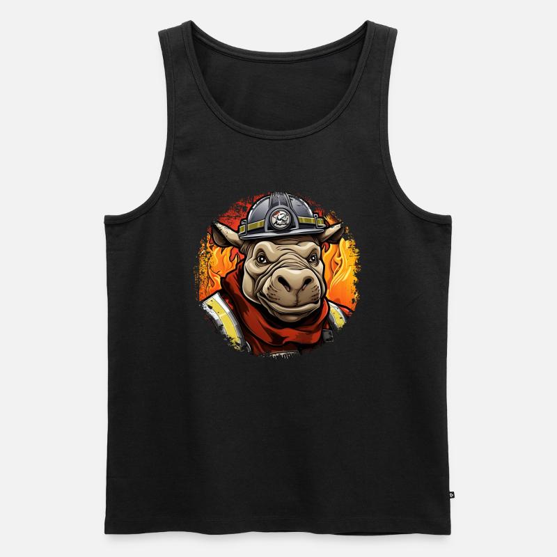 Nilpferde Feuerwehr - Männer Premium Bio Tank Top - Schwarz