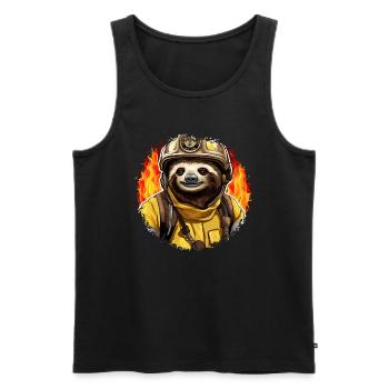 Sloth Fire Brigade - Men's Premium Organic Tank Top - black - Front - AI Model Male 178 light (178cm)
