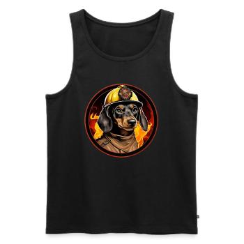 Feuerwehr Dackel - Männer Premium Bio Tank Top - Schwarz - Vorne - Michal (187cm)