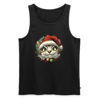 Noël chat - Débardeur bio Premium Homme - noir - Devant - Michal (187cm)