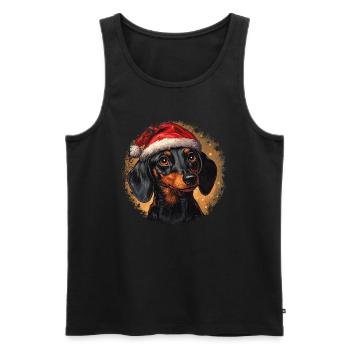 Dackel Weihnachten - Männer Premium Bio Tank Top - Schwarz - Vorne - Michal (187cm)
