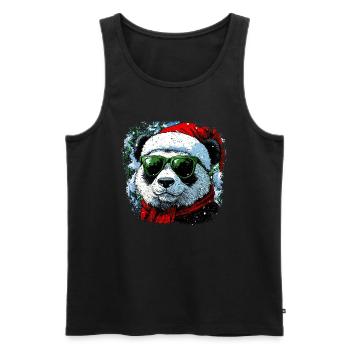 Weihnachtsmann Panda - Männer Premium Bio Tank Top - Schwarz - Vorne - AI Model Male 178 light (178cm)