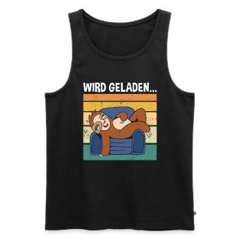 Wird Geladen... Süßes Faultier - Männer Premium Bio Tank Top - Schwarz - Vorne - Michal (187cm)