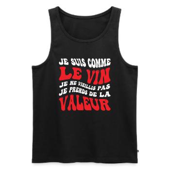 Je suis comme le vin je ne vieillis pas je prends - Débardeur bio Premium Homme - noir - Devant - Michal (187cm)