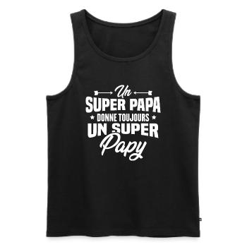 Un super papa donne toujours un super papy - Débardeur bio Premium Homme - noir - Devant - Michal (187cm)