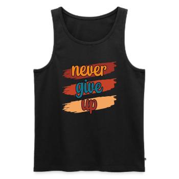 Never Give UP - Männer Premium Bio Tank Top - Schwarz - Vorne - Michal (187cm)