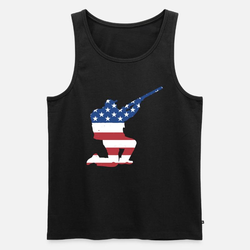 Hunter Us Flag Hunting - Männer Premium Bio Tank Top - Schwarz