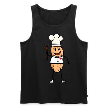 Cuillère Gourmande de Cuisine du Restaurant Peanut Cook - Débardeur bio Premium Homme - noir - Devant - AI Model Male 178 light (178cm)