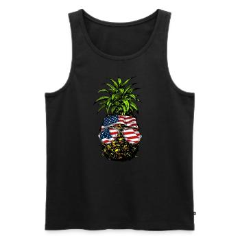 Ananas USA Drapeau HawaïAnapple 4 juilletAnanasliebh - Débardeur bio Premium Homme - noir - Devant - AI Model Male 178 light (178cm)