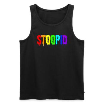 Stoopid Dripy Rainbow Dripin Letter Streetwear - Men's Premium Organic Tank Top - black - Front - AI Model Male 178 light (178cm)