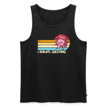 I Axolotl Fragen retro Ich stelle viele Fragen - Männer Premium Bio Tank Top - Schwarz - Vorne - Michal (187cm)