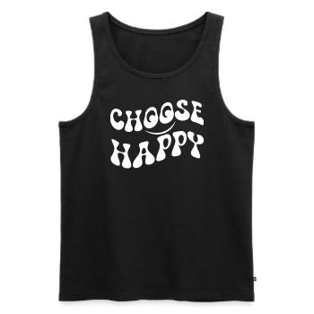 W�hlen Sie Happy Smile Face Motivate Inspire Happy - Männer Premium Bio Tank Top - Schwarz - Vorne - AI Model Male 178 light (178cm)