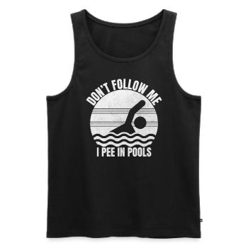 Folge mir nicht. Ich pinkle in Pools lustig schwim - Männer Premium Bio Tank Top - Schwarz - Vorne - AI Model Male 178 light (178cm)