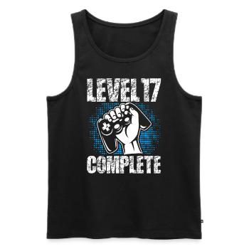 Niveau 17 Cadeau d’anniversaire complet 17 ans - Débardeur bio Premium Homme - noir - Devant - AI Model Male 178 light (178cm)