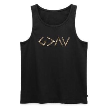 Gott ist gr��er als die H�hen und Tiefen - Männer Premium Bio Tank Top - Schwarz - Vorne - Michal (187cm)