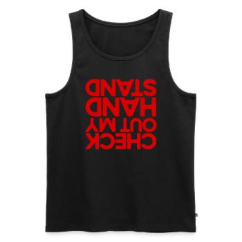Schauen Sie sich mein Handstand lustiger Cheerlead - Männer Premium Bio Tank Top - Schwarz - Vorne - Michal (187cm)
