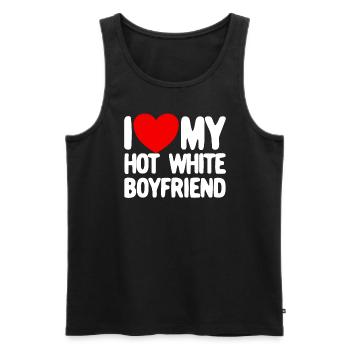 Ich liebe meinen hei�en wei�en Freund rotes HerzFr - Männer Premium Bio Tank Top - Schwarz - Vorne - Michal (187cm)