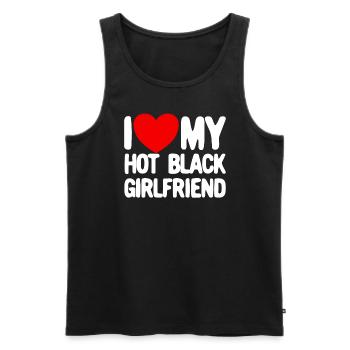 Ich liebe meine hei�e schwarze Freundin rotes Herz - Männer Premium Bio Tank Top - Schwarz - Vorne - Michal (187cm)